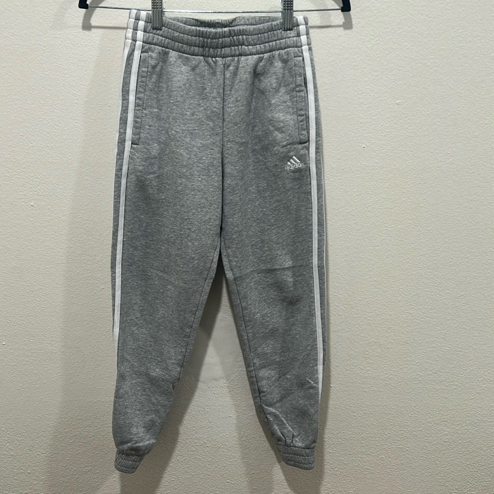 Adidas Youth Size 7/8 Athletic Terry Jogging Pants